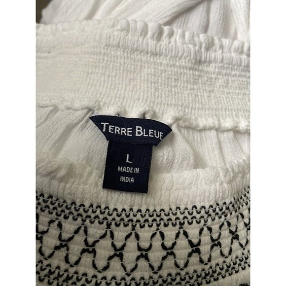 Terre Bleue 3/4 sleeve white embroidered blouse size large - Picture 3 of 4